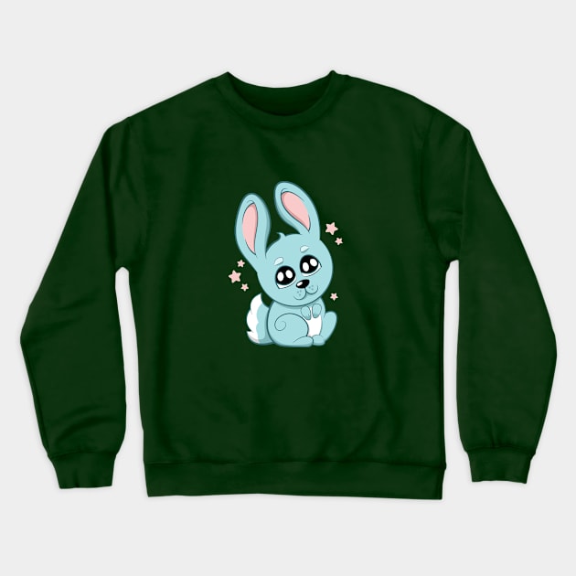 Cute Bunny with stars Crewneck Sweatshirt by BlackOwl